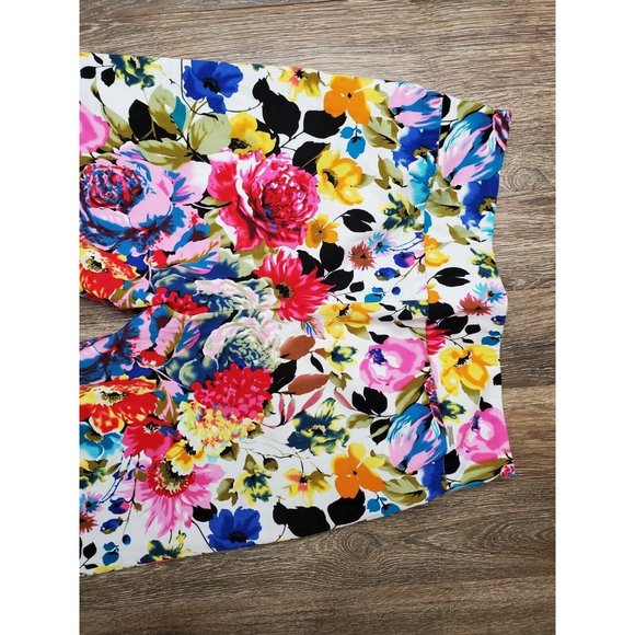 up! Floral Multicolor Stretch Women's 12 Dress Pants Tapered High Rise - Picture 11 of 12